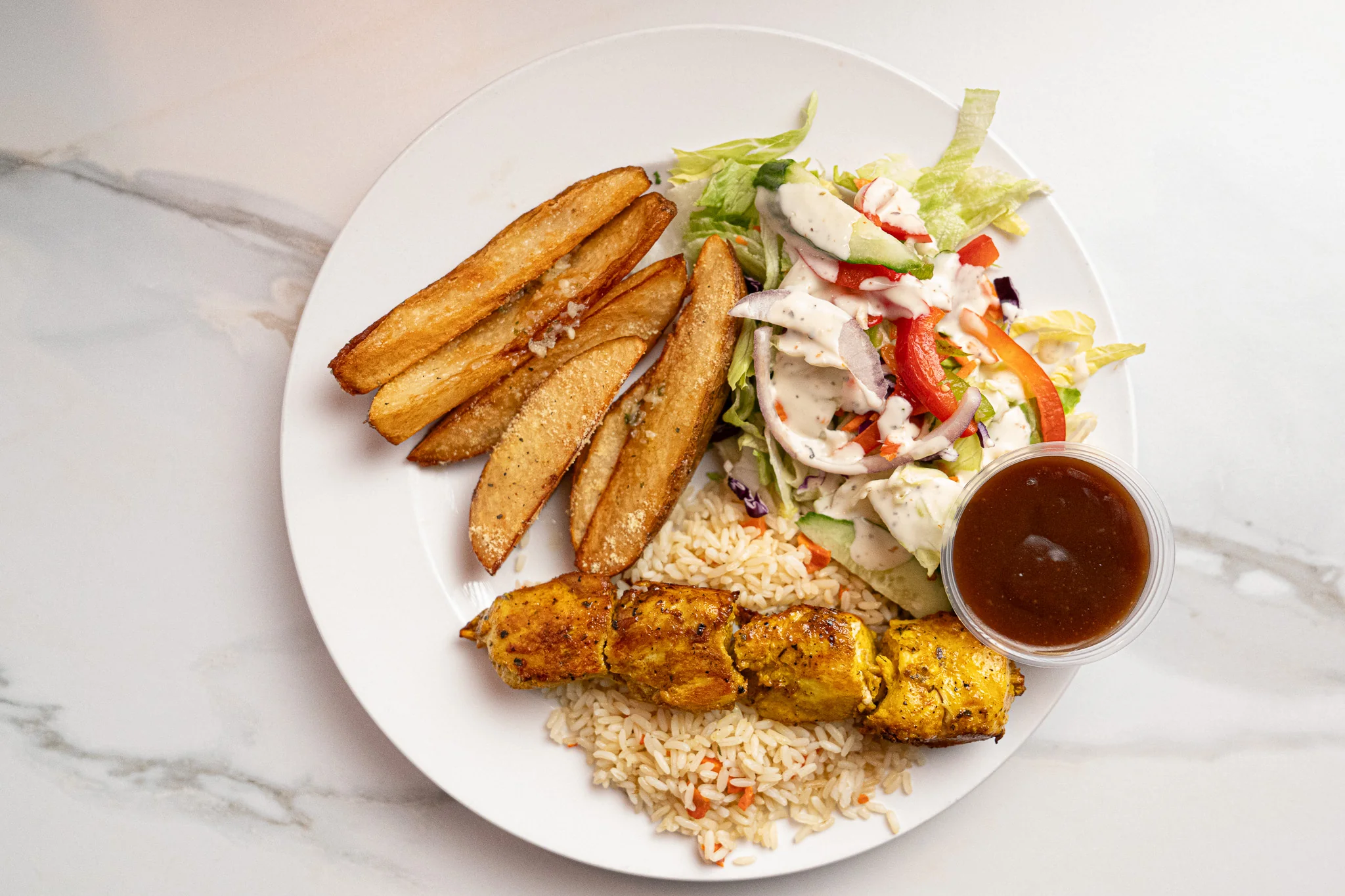 Brochette de poulet mariné — Restaurant Le Moulin